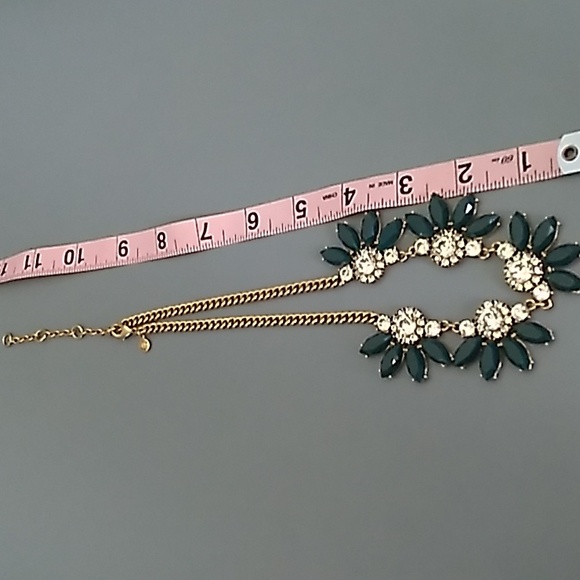 EUC J. Crew Statement Necklace Gold-tone Cubic Zirconia, Green Lucite - Picture 6 of 9